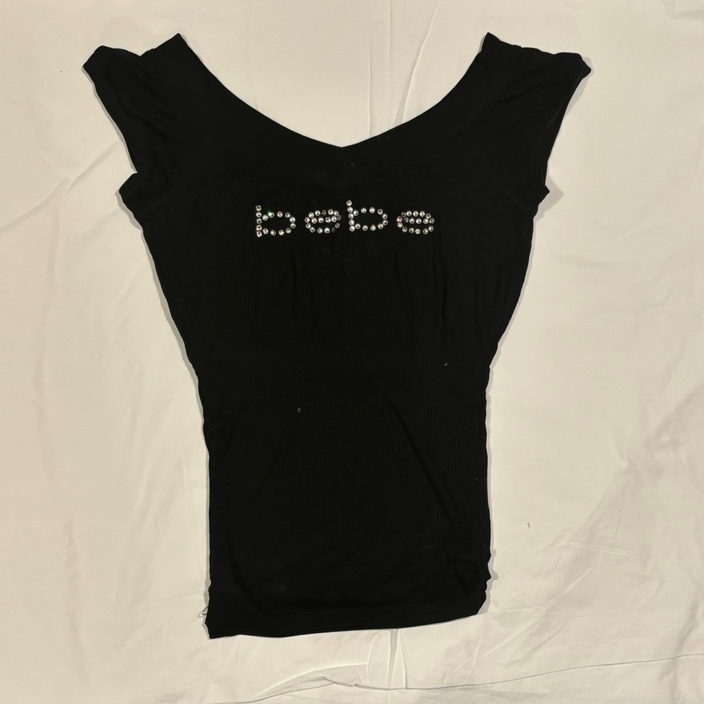 black y2k bebe top with gem stones